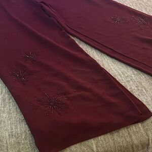 Elegant Burgundy Wide Leg Pants